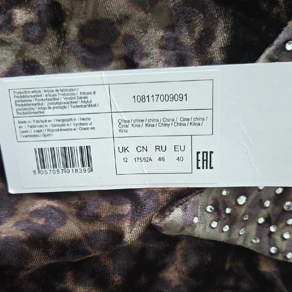 ASOS Black Leopard Print Jumpsuit with Embellished Sleeves